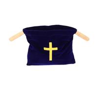 Lurrose Bolsa de Ofrendas para Iglesia Azul con Bordado de Cruz, Gran Capacidad, Tela Fácil de Limpiar, para Comunión, Bautizo y Decoraciones Religiosas, Bolsa Cristiana para Diezmo