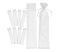 Lurrose Bolsas de Organza en Color Blanco para Abanicos y Pulseras, 10 Unidades con Cordón, Almacenamiento Ligero para Bodas y Eventos