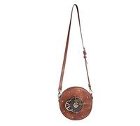 Lurrose Bolso de Hombro Estilo Gótico Redondo para Mujer, Marrón, 18,5 X 18,5 X 8,5 CM, Complemento Steampunk para Uso Urbano