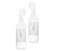 Lurrose Botella espumosa con cepillo, 120 ml de plástico mini dispensador de jabón espumoso, botella dispensadora de sub botella vacía de limpiador facial para champú, líquido, aceite, 2 unidades