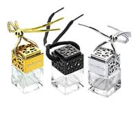 Lurrose Botellas de Perfume de 8ml de Vidrio Cuadradas para Coche Colgantes Delicadas y Creativas Pack de 3 Piezas para Aceite Esencial para Obsequio Especial