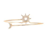 Lurrose Brazalete Geométrico Dorado Diseño de Sol y Luna, Pulsera Ajustable y Ligera para Uso Diario y Celebraciones Familiares