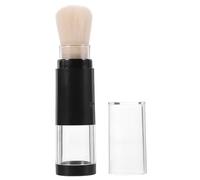 Lurrose Brocha de Maquillaje Recargable para Polvos Faciales Pequeña, Pincel para Base Fibras Sintéticas Color Beige, Herramienta Portátil para Rubor E Iluminador, Uso Profesional y