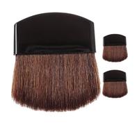 Lurrose Brochas de Maquillaje Mini 3 Pcs para Rostro, Cepillo de Polvos Sueltos y Rubor, Cerdas Marrones Suaves, Mango Negro Portátil para Uso Diario y Viajes