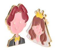 Lurrose Broche Boda Decorativo de Metal Diseño Único y Adorable, Adecuado para Novios en Fiesta y Ceremonia Nupcial, 1 Par