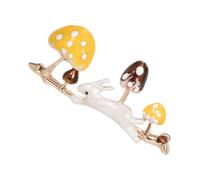 Lurrose Broche Creativo de Mujer Forma de Conejo y Hongo, Aleación Brillante y Superficie Lustrosa, Accesorio para Ropa Adecuado en San Valentín