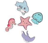Lurrose Broche de Animales Marinos de Metal 5 Piezas Pin Decorativo Figuras de Tiburón y Medusa para Ropa y Accesorios Uso en Cumpleaños y Fiestas