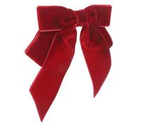 Lurrose Broche de Lazo de Terciopelo Rojo Oscuro Diseño Doble, Pajarita Pre-atada para Mujer, Accesorio Navideño Multifuncional para Ropa y Fiestas