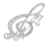 Lurrose Broche de Perla Forma de Nota Musical, Alfiler Decorativo para Mujer, Broche de Solapa Plateado, Pin para Suéter y Abrigo, Accesorio de Joyería para Ropa, Obsequio Especial