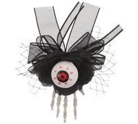 Lurrose Broche gótico de Halloween: Corsage de ojo de Halloween con mano de esqueleto - Broche de flor espeluznante - Pin de solapa de rosa negra - Accesorio de disfraz gótico para fiesta