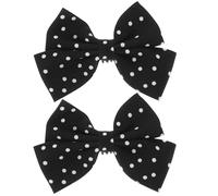 Lurrose Broche para Zapatos Mujer Lazo y Patrón de Puntos Negro, Clip Versátil de Tejido Resistente para Zapatos de Boda y Fiestas, Diseño Delicado y Elegante