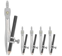 Lurrose Brújula para Dibujo Técnico 5 Piezas, Conjunto de Dibujo Circular para Estudiantes, Material Escolar de Oficina, Compás Matemático Punta Precisa y Mango Antideslizante, Kit