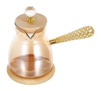 Lurrose Cafetera turca de vidrio: Cezve de vidrio - Calentador de leche pequeño Briki para estufa - Hervidor de agua Cafetera griega árabe con asa lateral - 550 ml