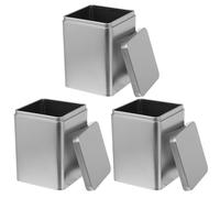 Lurrose Caja de Almacenamiento de Metal Plateado para Té y Chocolate, Pack de 3 Piezas, Caja Pequeña Multiusos Tapa Adecuado para Tienda de Té