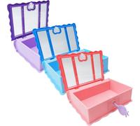 Lurrose Caja de Almacenamiento Forma de Libro y Cerradura, Plástico Compacto y Diseño Creativo para Organizar Juguetes y Dulces, Pack de 3 Piezas