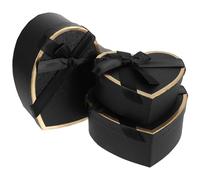 Lurrose Caja de Obsequio en Forma de Corazón Negra Juego de Cajas Nido de Cartón Resistentes Tapa Adecuado para Embalaje de Obsequios para Fiestas Dulces Perfumes y Cumpleaños Uso