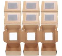 Lurrose Caja Multifunción de Obsequio 20 Piezas, Cuadrada 7.5x7.5x3 Cm, Papel Kraft Ventana Transparente, Adecuado para Embalaje de Joyas, Jabón y Manualidades, Diseño Portátil