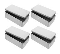 Lurrose Caja Rectangular de Hojalata para Alimentos 18X98X65 CM Color Plateado Set de 4 Unidades Contenedor Portátil para Bocadillos Dulces Navideños y Organización de Manualidades