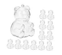 Lurrose Cajas de Dulces Transparentes Pequeñas Forma de Oso, Juego de 15 Piezas de 7 Cm, Contenedores para Golosinas, Chocolates y Recuerdos de Fiesta, para Eventos y Celebraciones