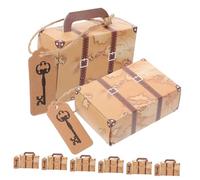 Lurrose Cajas de Obsequio Vintage de Papel Kraft Estilo Maleta para Fiestas, 50 Unidades, Color Amarillo Retro, Mini Cajas para Dulces y Detalles, Ideales para Eventos Temáticos y Cumpleaños