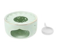 Lurrose Calentador de Té Cerámico Verde Claro Base Hueca y Soporte para Vela Estufa para Calentar Té Delicado Adecuado para Uso en Hogar y Restaurante