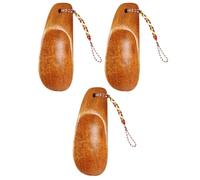 Lurrose Calzadores de Madera Maciza Pequeños 3 Piezas Cuerda, Ayudante Portátil para Zapatos Ergonómico, Levantador de Calzado Cómodo para Uso Diario y Viaje