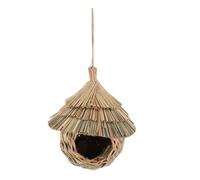Lurrose Caseta Colgante para Pájaros Tejida a Mano Paja Natural, Diseño Rústico Único, Adecuado para Jardín y Exteriores, Atrae Colibríes y Vencejos