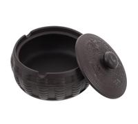 Lurrose Cenicero Cerámico Retro Diseño Sofisticado y Tapa, Accesorio para Hogar, Oficina y Eventos