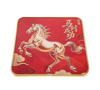 Lurrose Centro de Mesa Caballo Año Chino Marco Dorado 20x20 Cm, Adorno de Madera Decorativo para Oficina y Hogar, Figura Caballo para Decoración de Mesa y Festividades