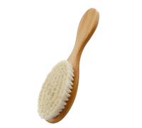 Lurrose Cepillo de Baño para Bebés con Mango de Madera, Cerdas de Lana Natural, Suave y Antialérgico, Adecuado para Limpiar y Peinar Cabello Delicado Durante el Baño, Cuidado del Cuero