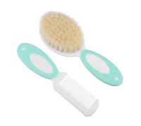 Lurrose Cepillo de Pelo para Bebés de Lana Natural 2 Piezas, y Seguro para Cuero Cabelludo Delicado, Color Verde Claro, Adecuado para Baño y Cuidado Infantil