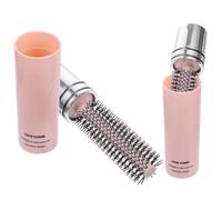 Lurrose Cepillo Rizador Portátil de Abs Rosa, Redondo Doble Uso para Desenredar Enredos, Adecuado para Viajes, Pack de 2 Piezas para Uso Diario