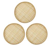 Lurrose Cesta Coladora de Bambú Tradicional Chino Set de 3 Piezas 18 CM Cesta Tejida Manual para Almacenamiento de Frutas y Verduras Colador Práctico para Cocina y Hogar