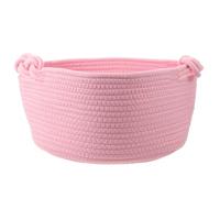 Lurrose Cesta de Almacenamiento de Cuerda de Algodón: Cesta Pequeña Tejida para Guardería con Asa - Organizador Redondo para Ropa, Pañales, Juguetes, Toallas Y Libros de 35,5 Cm X 28 Cm.