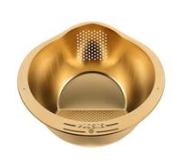 Lurrose Cesta de Drenaje de Acero Inoxidable Dorada Malla Fina para Lavar Frutas y Verduras, Colador de Arroz Multiuso para Cocina, Recipiente Escurridor Resistente y Práctico