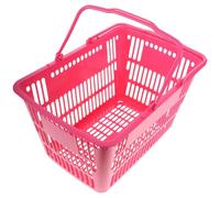 Lurrose Cesta de Plástico Asa Mediana Color Rosa, Cesta de Compra para Supermercado y Tienda de Snacks, Contenedor de Almacenamiento Portátil y Resistente para Frutas y Uso Comercial