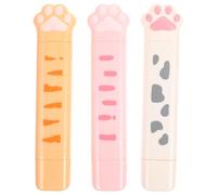 Lurrose Cinta Correctora Material Pet para Diseño de de Gato, 3 Piezas Dispensador Transparente, Adecuado para Uso Escolar y Papelería