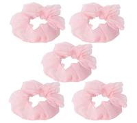 Lurrose Cintas Pelo de Verano de Tela Rosa, Ligeras y Decorativas, Pack de 5 Piezas para Mujer, Coleteros Cómodos y Elegantes