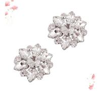 Lurrose Clips para Zapatos Gemas de Imitación, 1 Par de Hebillas Metálicas Plateadas Desmontables, Decoración Cristal para Boda y Fiesta, Accesorios Delicados para Mujer, Adornos