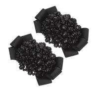 Lurrose Clips para Zapatos Lazo de Cinta Negro, Adornos Decorativos Cristales para Bodas y Fiestas, Accesorios Elegantes para Tacones, Sandalias y Botas, 1 Par