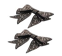 Lurrose Clips para Zapatos Lazo Gris Mineral, Adornos Brillantes Gemas de Imitación, Accesorios para Tacones y Zapatos Planos, Decoración para Fiesta, Bodas y Uso Diario (1 Par)