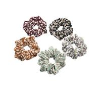 Lurrose Coleteros Pelo de Mujer 5 Piezas, Lazos Elásticos Diseño Floral de Gasa, Colores Vibrantes y Duraderos, Soporte para Coleta Estable y, Accesorios Cabello Pequeños y
