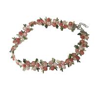 Lurrose Collar de Flores Rosa Accesorio Chic y Delicado Gargantilla de Tela Elegante y Creativa para Mujer para Fiestas y Promesas