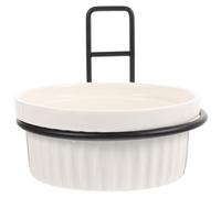 Lurrose Comedero Colgante para Gatos y Perros Soporte de Pared 2 Piezas Color Diseño de Huella Comedero de Cerámica Extraíble Antideslizante para Mascotas Adecuado para Casitas