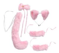 Lurrose Conjunto de Cosplay de Orejas y Cola de Animal Rosa de Felpa Simulada, Diadema Cómoda y Artesanía Detallada para Eventos y Fiestas de Disfraces, 5 Piezas Estilo Varios estilos