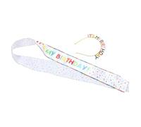 Lurrose Conjunto de Diadema de Cumpleaños con Lentejuelas para Mujer, Fácil de Combinar y Rápida Transformación para Fiesta, de Aleación de Zinc y Tela Satinada, Adecuado para Fiestas