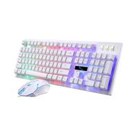 Lurrose Conjunto de Teclado y Ratón para Cable USB Teclado Ergonómico Táctil y Ratón para Gamers para Uso Computadora