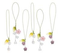 Lurrose Cordón para Teléfono Móvil Colgante de Flor Tulipán 6 Piezas, Llavero Colgante Decorativo en Colores Morado, Blanco y Rosa, Accesorio para Mochila y Funda de Teléfono