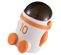 Lurrose Cubo de Basura de Plástico con Tapa, Diseño Astronauta, 10 Litros, Naranja, Contenedor Doméstico para Cocina, Baño y Oficina, Bote de Basura Estable y Práctico