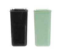 Lurrose Cubo de Basura Multifunción para Escritorio 650ml, Mini Papelera de Oficina en Plástico Pp Resistente, Set 2 Piezas Color Negro y Verde, Accesorio Práctico para Hogar y Oficina